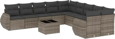 Immagine prodotto di vidaXL set di divani da giardino 11 pezzi con cuscini in rattan grigio chiaro