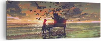 Produktbild von Bild auf Leinwand - Leinwandbild - Klaviermusik - 140x50cm - Wand Bild - Wanddeko - Wandbilder - Leinwanddruck - Bilder - Kunstdruck - Wanddekoration - Leinwand bilder - Wandkunst - AB140x50-3911