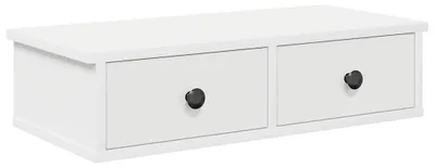 Image de Meuble de rangement avec tiroirs, en bois massif, finition blanche, dimensions 60 x 28 x 15 cm
