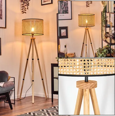 Produktbild von Casalina Stehlampe aus Holz/Wienergeflecht/Rattan in Natur/Schwarz
