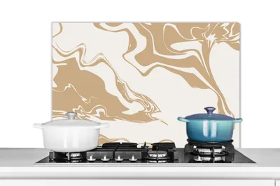 Obrázok produktu pre MuchoWow® Splashback Kuchyňa - Kuchynský backsplash - Ochrana steny pre sporák a drez Mramor - biely - vzory 80x55cm Alu-Dibond (alternatíva k
