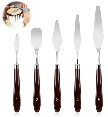 Image de Lot de 5 spatules pour la décoration de gâteaux et de tartes – Ustensiles de pâtisserie pour des gâteaux parfaits