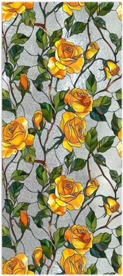 Produktbild von Unyqoos® Fensterfolie 43 x 100 cm – PVC statische Sichtschutzfolie in Buntglas-/Rosendesign, selbstklebend, wiederverwendbar, lichtdurchlässig