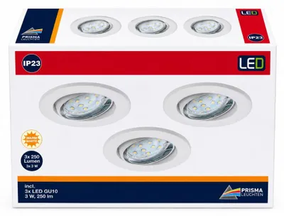 Zdjęcie produktu dla BRILONER lampa wpuszczana 3 LED GU10 3W biała