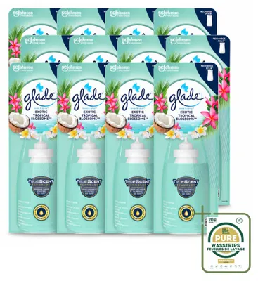 Obrázek produktu pro 12 kusů náplně do osvěžovače vzduchu Glade Sense & Spray – exotické tropické květy – 18 ml – balení