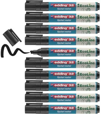 Produktbild von Famanu Flipchart Marker schwarz - 10 Stifte - Beitelpunkt 1-5 mm