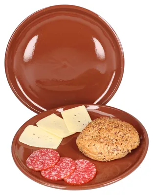 Obrázek produktu pro sada 2 hliněných talířů Ø 28,5 cm Středomoří 2 osoby Středověký grilovací talíř