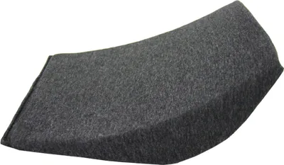 A single gray fabric wedge-shaped cushion on a white background.