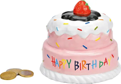 Produktbild von Spardose "Torte Happy Birthday