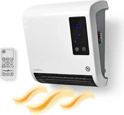 Produktbild von Elektrischer Bad Heizung Heizlüfter 2000 W | Keramik E-Heizung Wandheizlüfter energiesparend mit Thermostat& Timer 2kW | Schnellheizer Weiß | Wandmontage für Badezimmer bis zu 20 m² | Raum Heizer für Feuchtraum