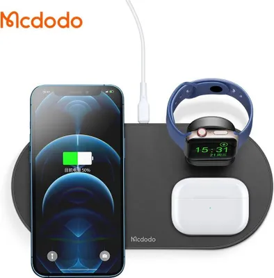 Obrázek produktu pro Mcdodo 3v1 Magnetická bezdrátová nabíječka Nabíjecí stanice kompatibilní se smartphonem, hodinkami, sluchátky TWS, černá