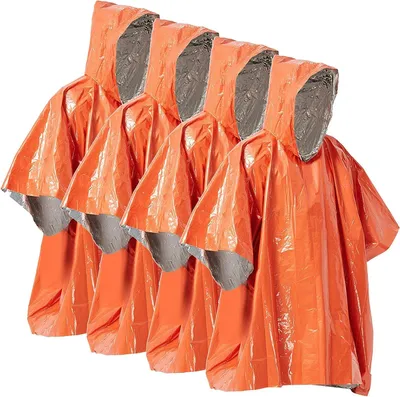 Productafbeelding van Nood Poncho - Regenponcho Survival - Outdoor Noodsituaties - Warmte Reflecterend - 100 x 125 cm - Oranje