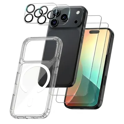 Produktbild von Handy Hülle für Apple iPhone 18 Pro Handyhülle mit 2x Display und Kameraglas Magnetring Case Cover Bumper Backcover Schutzhülle Magnethülle Farbe: Transparent
