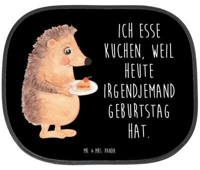 Produktbild von Mr. & Mrs. Panda Sonnenschutz Autoscheibe Igel Kuchenstück - Schwarz - Geschenk, Geburtstagskuchen, Fürs Auto, für, Kuchen, Einladung Party, Hitzeschutz, Backen, Torte