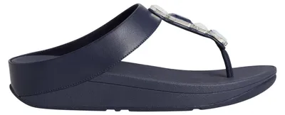 Productafbeelding van FitFlop - "Fino" sandalen voor dames, gemaakt van steengoed, met leren bandjes, model: HD242 (maat 36 EU), kleur: middernachtsbruin, AI-gegenereerde afbeelding