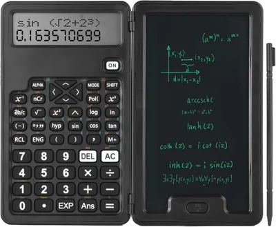 Imagen del producto de Calculadora científica con 240 funciones, de doble línea, que incluye un bloc de notas y un bolígrafo, ideal para estudiantes
