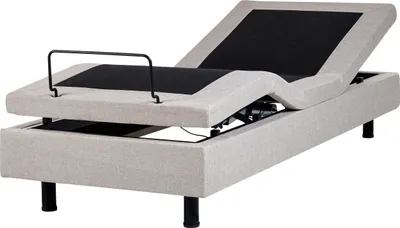 Produktbild von BELIANI Plattform Bett Beige 90 x 200 cm Elektrisch Praktisch Kopfstütze und Fußteil Verstellbar 1 Fernbedienung Bequeme Sitzstellung Modern
