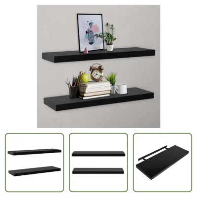 Image de The Living Store Étagères flottantes 2 pcs. noir 120x20x3,8 cm
