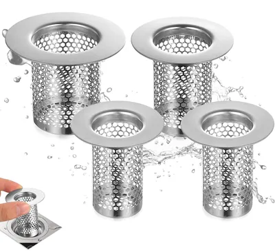 Immagine prodotto di 4 filtri per lavandino, bagno, doccia, per raccogliere i capelli