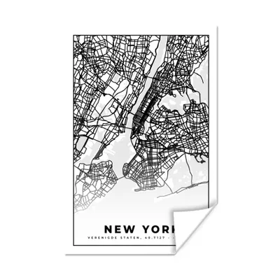 Produktbild von MuchoWow® Poster New York - Stadtplan - Schwarz und weiß - Karte 120x180 cm - Kunstposter