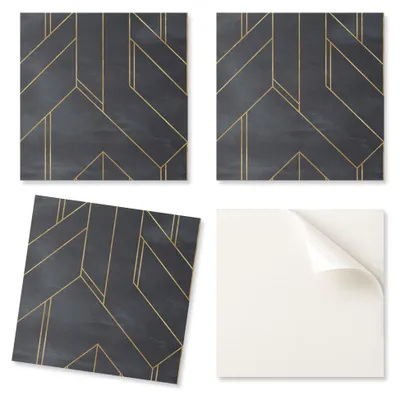 Obrázok produktu pre Samolepiace vinylové dlaždice – dekoratívne, s geometrickým vzorom línií a tvarov, 20 x 20 x 20 cm