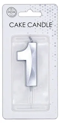 Immagine prodotto di Candela numerica per torte, 6 cm, argento, 1