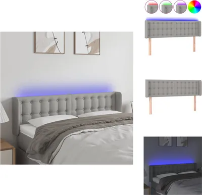 Produktbild von vidaXL LED Kopfteil Hellgrau 147x16x78/88 cm Stoff -  Kopf- & Fußenden