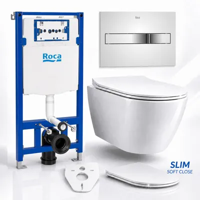 Produktbild von Roca Vorwandelement WC-Schüssel Betätigungsplatte PL2 Chrom | BADLAND ROLO
