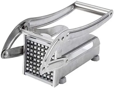 Produktbild von Pommes-Schneider - Edelstahl Pommesschneider - Kartoffelschneider - mit 12 mm und 9 mm Klingen - für Kartoffeln, Karotten, Gurken