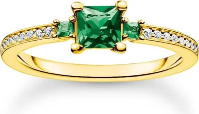 Produktbild von Thomas Sabo TR2402-971-6 Ring Damen Grüne und Weiße Steine Silber Gold Gr. 54