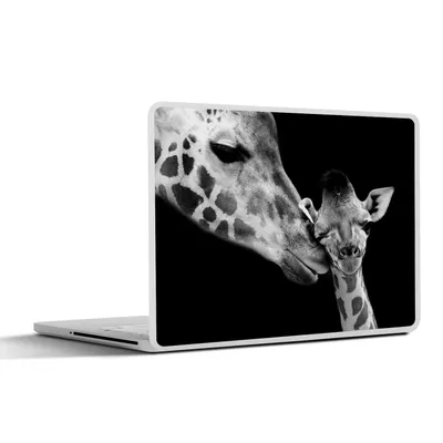 Produktbild von MuchoWow® Laptop Aufkleber Sticker Cover Tiere - Schwarz - Weiß - Giraffe - Porträt 25x18 cm - Laptop-Deko