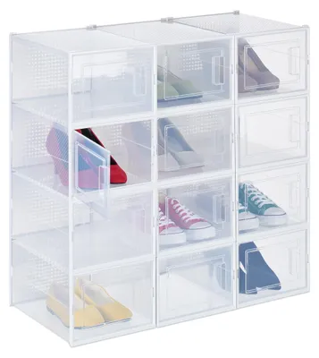 Schoenenbox Set 12 Stück stapelbar durchsichtig bis Größe 47