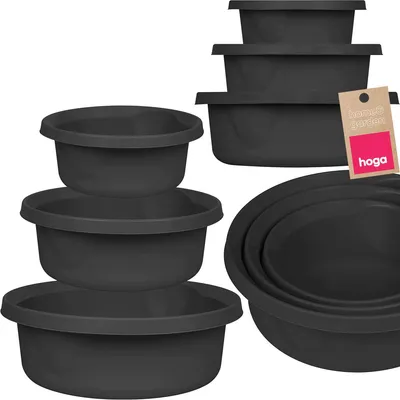 Produktbild von Hoga Schwarze Kunststoffschüsseln 3er-Set 2L 4L 6L
