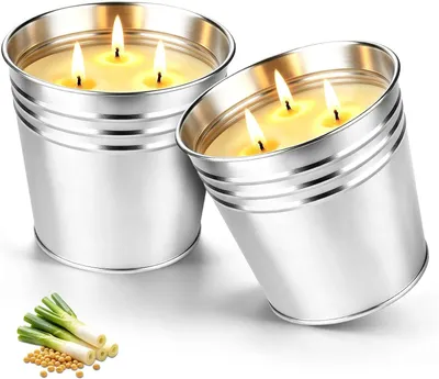 Immagine prodotto di Candele alla citronella per esterni - Set di 2 - Cera di soia naturale