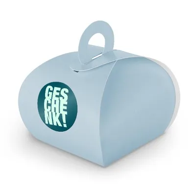 Produktbild von SET Geschenk (Motiv 3) 24x Geschenkschachtel mit Griff hellblau + Sticker