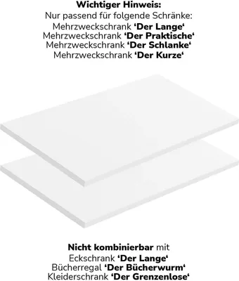 Produktbild von mokebo® Einlegeböden für Schränke aus Holz 'Die Einleger' in weiß, für mokebo Mehrzweckschrank, Aktenschrank oder Dielenschrank in 57x1.50x29.50 (B/H/T in cm)