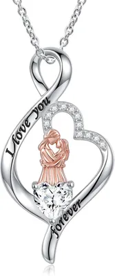 Produktbild von Halskette 925 Sterling Silber, Herzanhänger mit Gravur, Schmuck für Damen