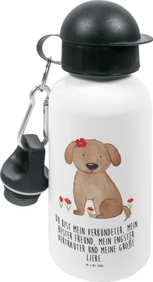 Produktbild von Mr. & Mrs. Panda Trinkflasche Hund Dame - Weiß - Geschenk, Trinkbehälter, Hunde, Sportflasche, Niedlich, Kinder, Hundeliebe, Liebe, Liebenswert, Wasserflasche, Sprüche