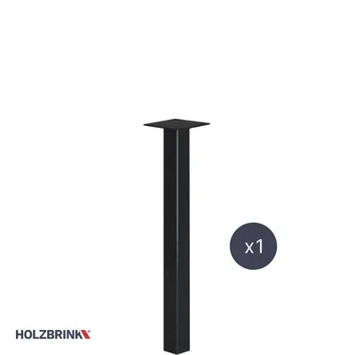 Produktbild von HOLZBRINK Tischbein Eckig, Quadratrohr 40x40 mm, Höhe 60 cm, Schwarz, 1 Stück, HLT-14A-F-60-9005