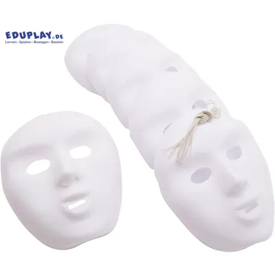 Produktbild von EDUPLAY 370110 Gesichtsmasken für Kinder zum selbst Gestalten, weiß (6er Pack)