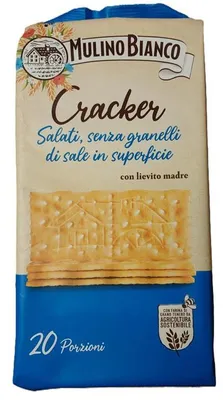 Produktbild von Mulino Bianco 8076809516648, Salzcracker, Salz, 500 g, Rechteck, 20 Stück(e), Künstliche Farbe, Konservierungsmittel, Gentechnisch veränderter Organismus (GMO), Palmöl,...
