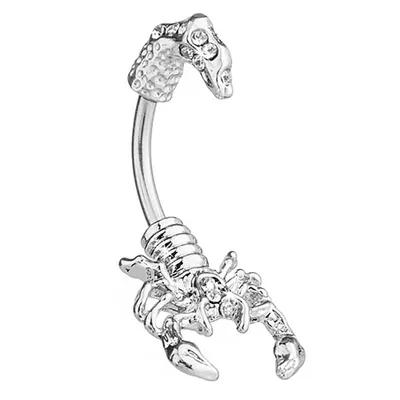 Produktbild von Taffstyle Bauchnabelpiercing Reverse Bauchnabelpiercing Stecker Skorpion mit Kristallen, Clear