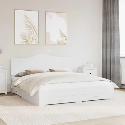 Zdjęcie produktu dla Maison Exclusive – rama łóżka z zagłówkiem, biała, 180 x 200 cm, materiał drewnopochodny