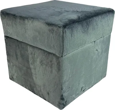 Produktbild von Velvet-Hocker MINKY 40x40 cm quadratisch mit Stauraum – aufklappbarer Polsterhocker aus Samtstoff – Dunkelgrau