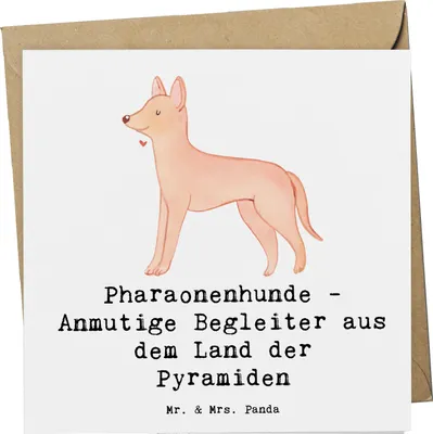 Produktbild von Mr. & Mrs. Panda doppelkarte Pharaonenhund Freunde - Weiß - Geschenk, Historische Bedeutung, Loyalität, Hunderassen Vielfalt, Glückwunschkarte, Hunderasse, faltkarte