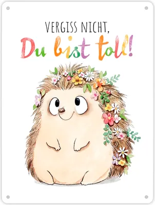 Produktbild von Igel Metallschild XL in 21x28 cm mit Spruch Vergiss nicht Du bist toll