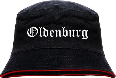 Produktbild von Oldenburg Anglerhut - Altdeutsche Schrift - Schwarz-Roter Fischerhut S/M SchwarzRot