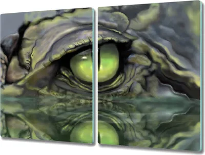 Produktbild von Coloray Hackbrett Herdabdeckplatte 2x40x52 cm Küchenbrett Kochplattenabdeckung Schneidebrett - Tierwasser-Krokodil Auge