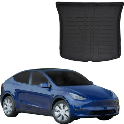 Image de Tapis De Coffre Sur Mesure Pour Tesla Model Y 2020-2025, Noir, Antidérapant, Bord Haut, Toutes Saisons