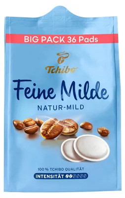 Produktbild von Tchibo Kaffeepads, Feine Milde, 1x36 Pads Mild mit sanften Röstaromen, aromafrisch, Intensität 2/6, geeignet für Senseo Maschinen